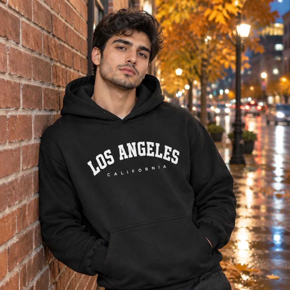 هودی کلاهدار و جیب دار مردانه زنانه مدل Los Angeles